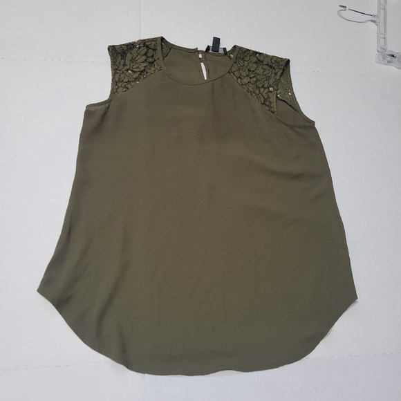 J.Crew Women’s Army green Sleeveless Lace Top Sz0 - Picture 2 of 7